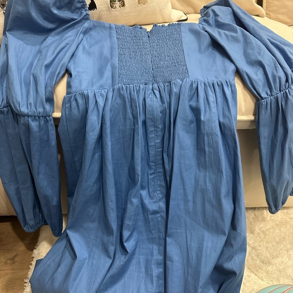 Reformation Michaela Puff-Sleeve Organic Cotton Mini Dress sz 6 - Picture 4 of 5